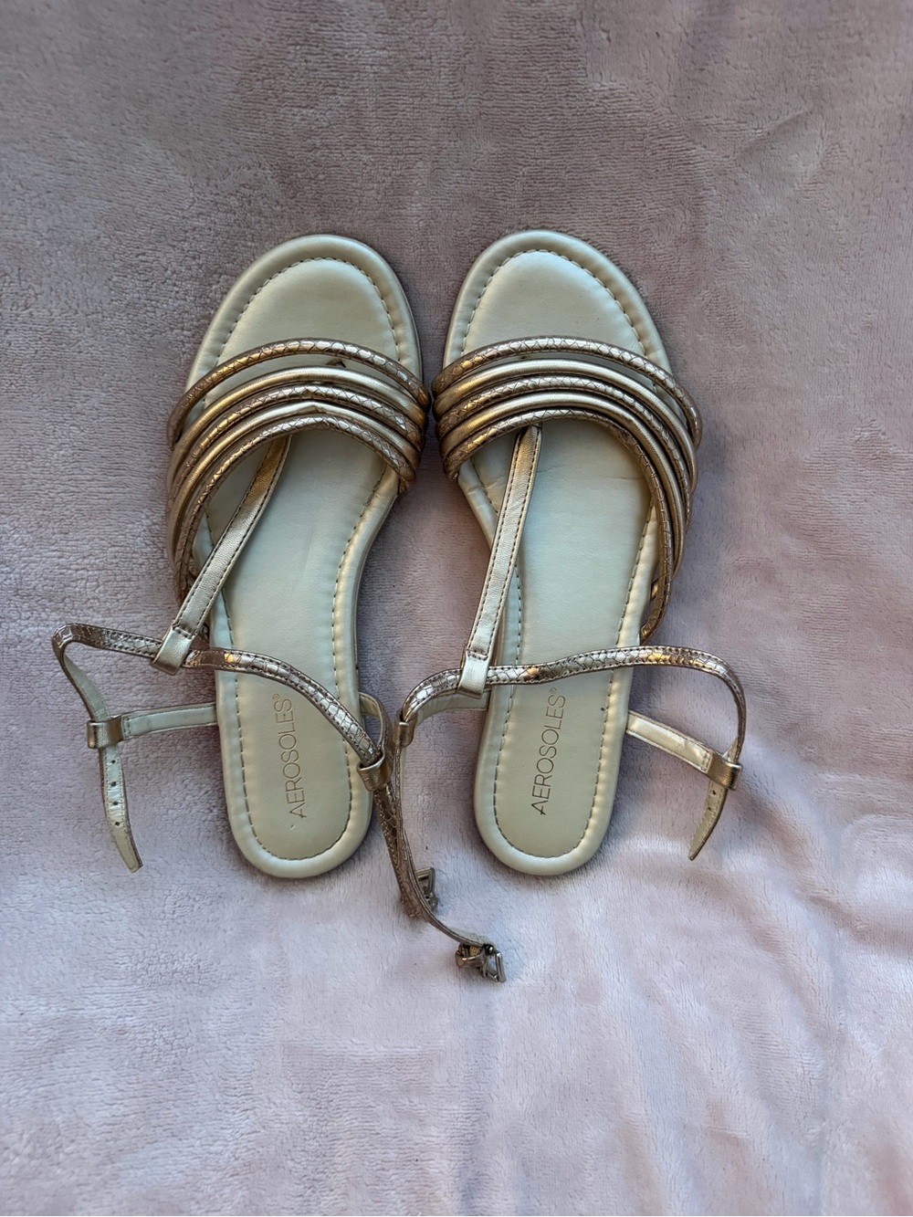 Aerosoles Droplet Women's Metallic Rose Gold Strappy Sandals